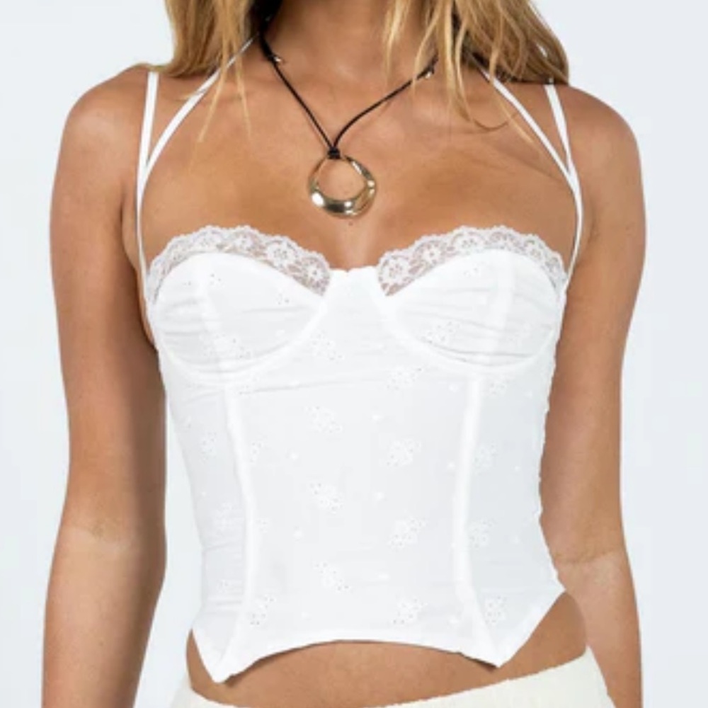 Princess Polly White Top with Lace Detail